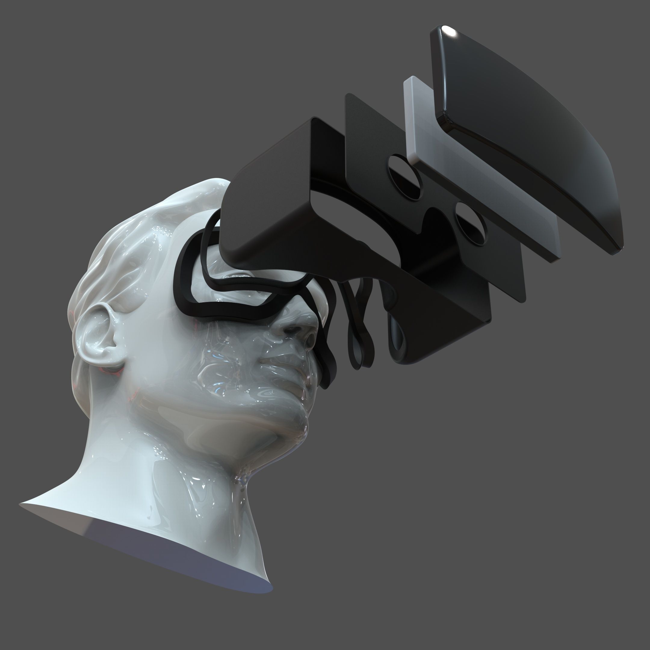 3D-Modell des CAD-Kopfmodells M2P1D0V1head und der VR-Headset-Vorlage 3d model