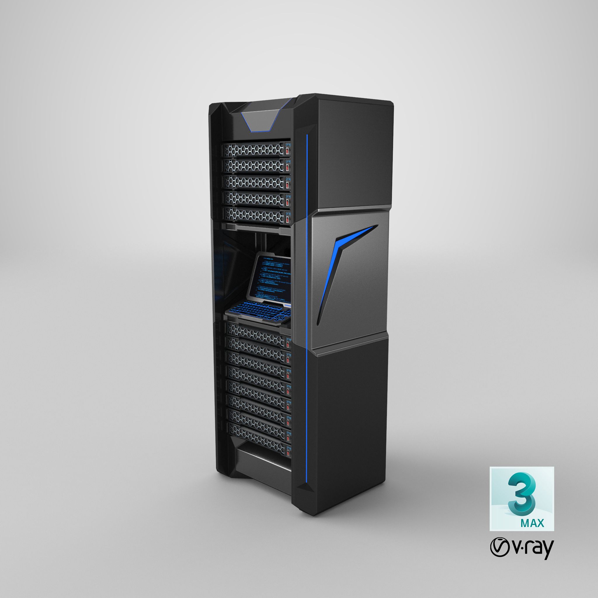 Sci-fi Server Rack royalty-free 3d model - Preview no. 21