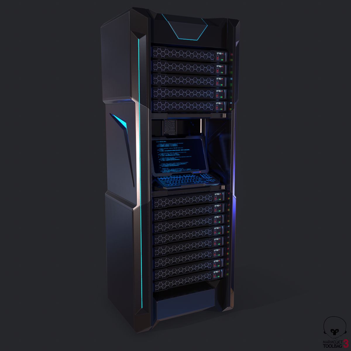 Sci-fi Server Rack royalty-free 3d model - Preview no. 12