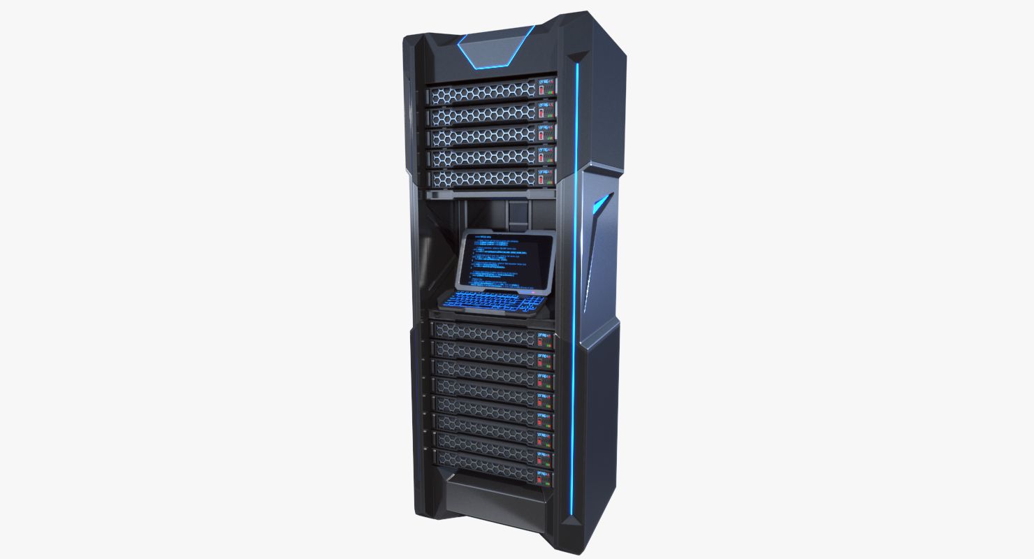 Sci-fi Server Rack royalty-free 3d model - Preview no. 2