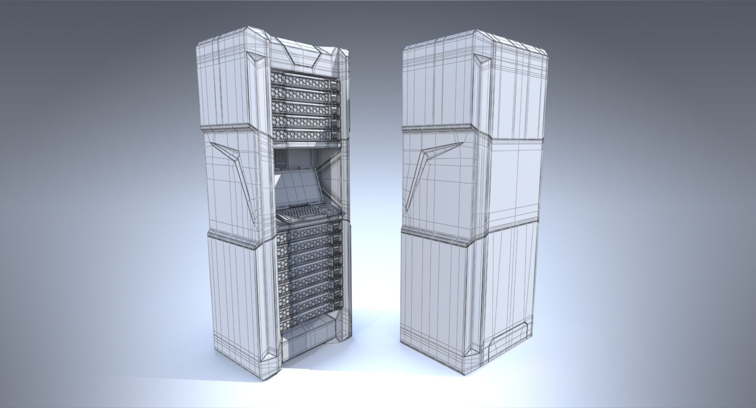 Sci-fi Server Rack royalty-free 3d model - Preview no. 15