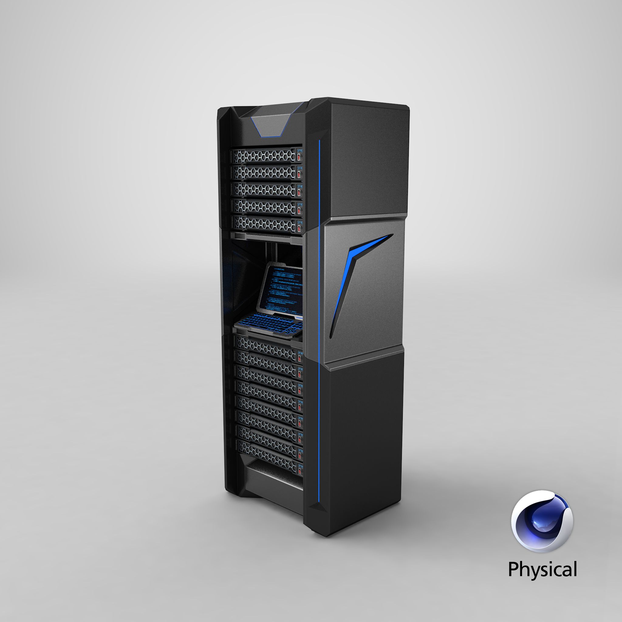 Sci-fi Server Rack royalty-free 3d model - Preview no. 25