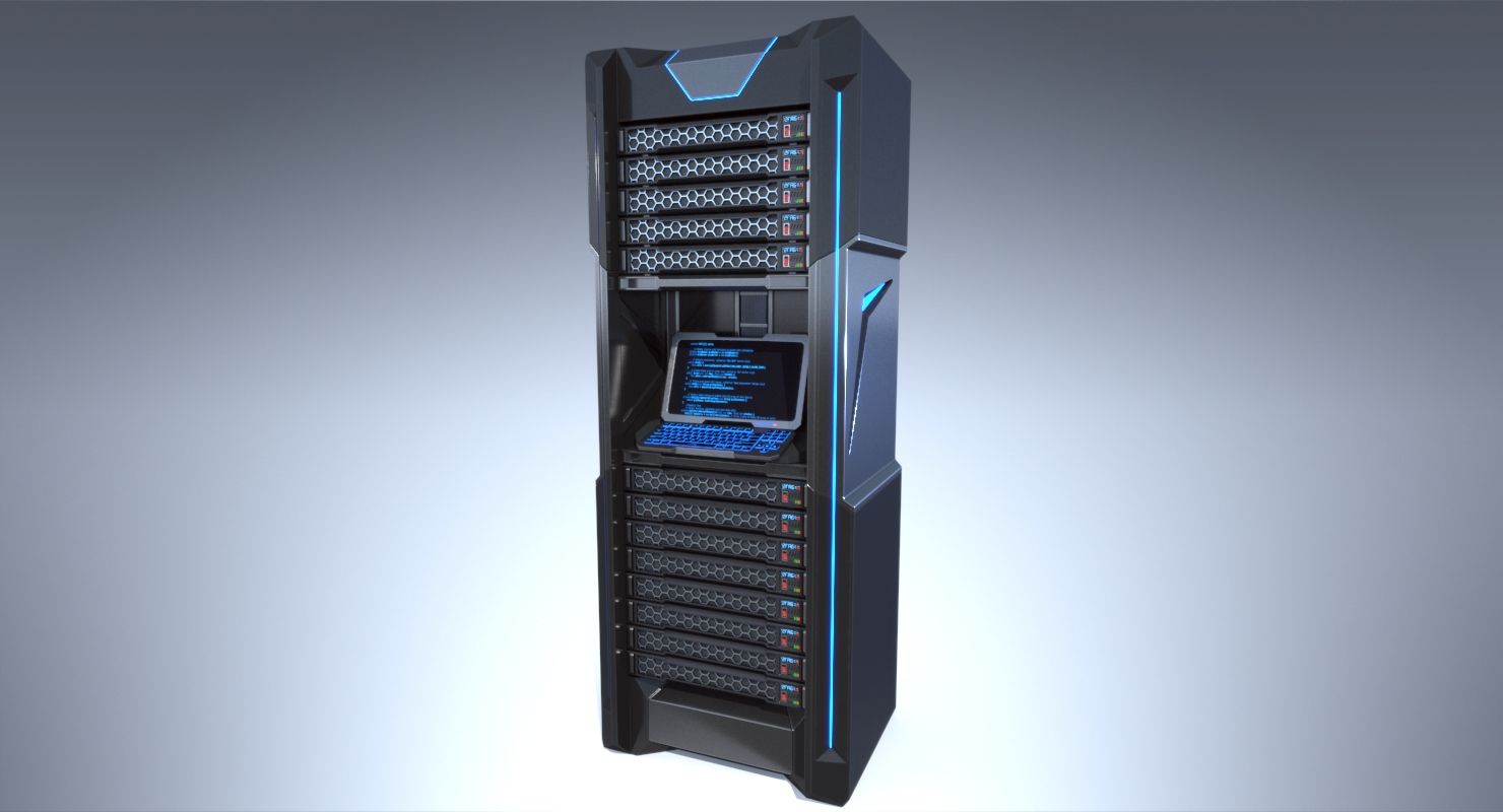 Sci-fi Server Rack royalty-free 3d model - Preview no. 3