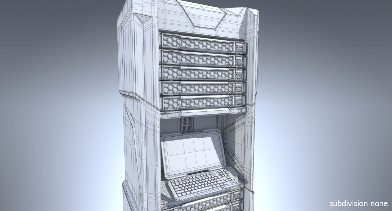 Sci-fi Server Rack royalty-free 3d model - Preview no. 13