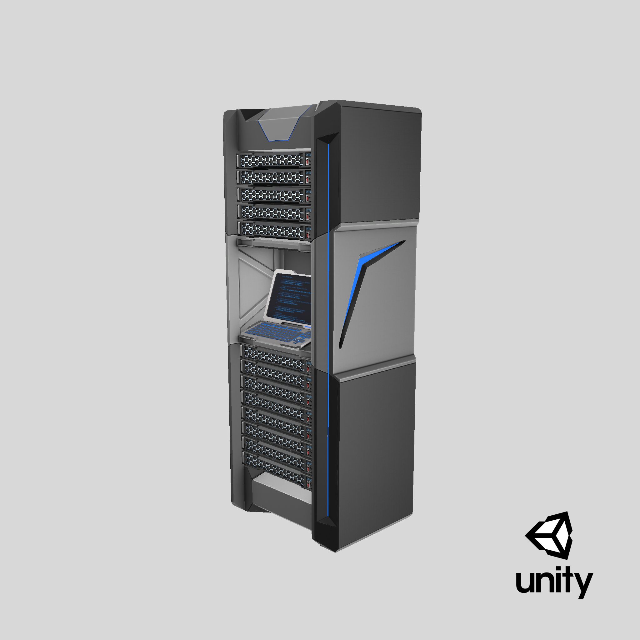 Sci-fi Server Rack royalty-free 3d model - Preview no. 24