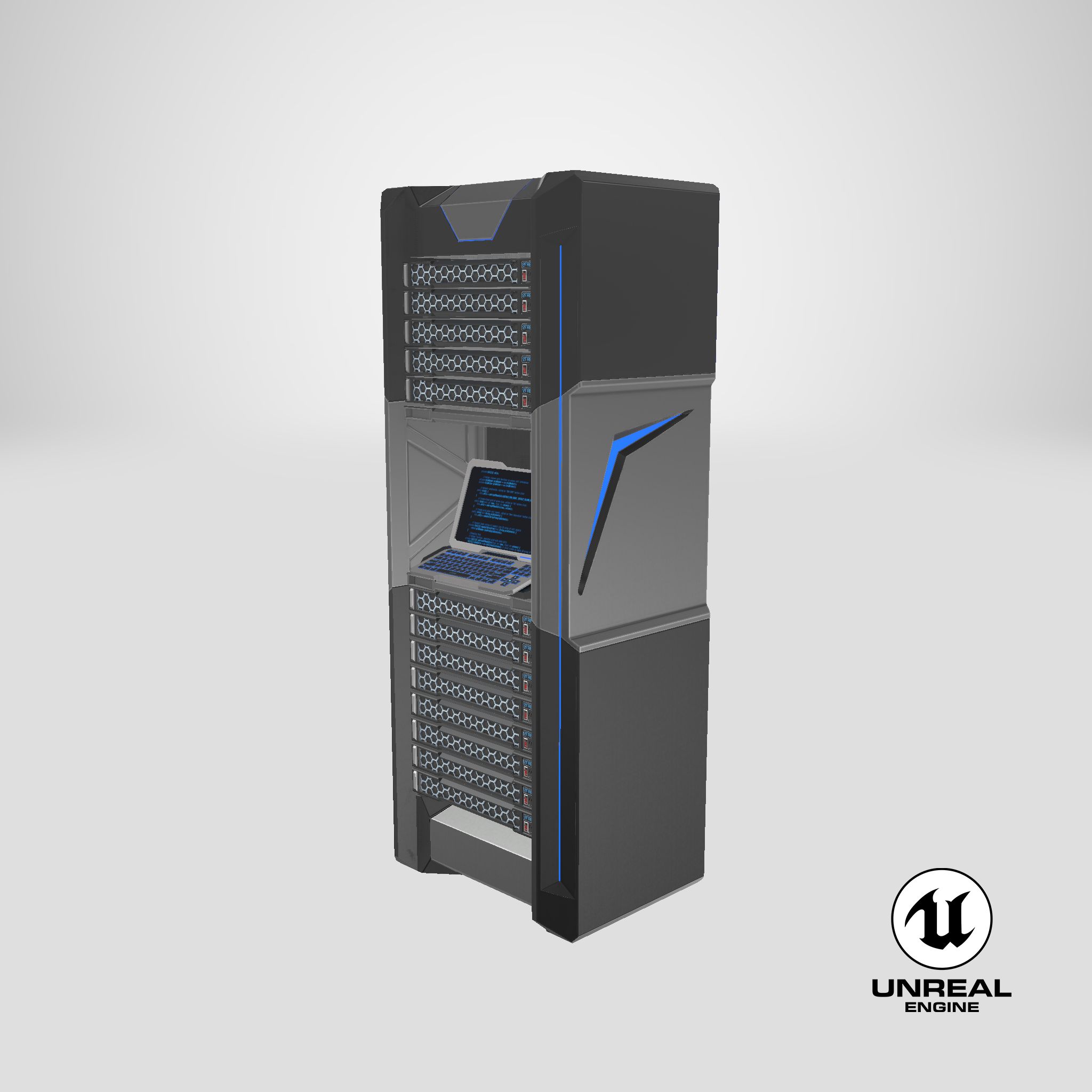 Sci-fi Server Rack royalty-free 3d model - Preview no. 23