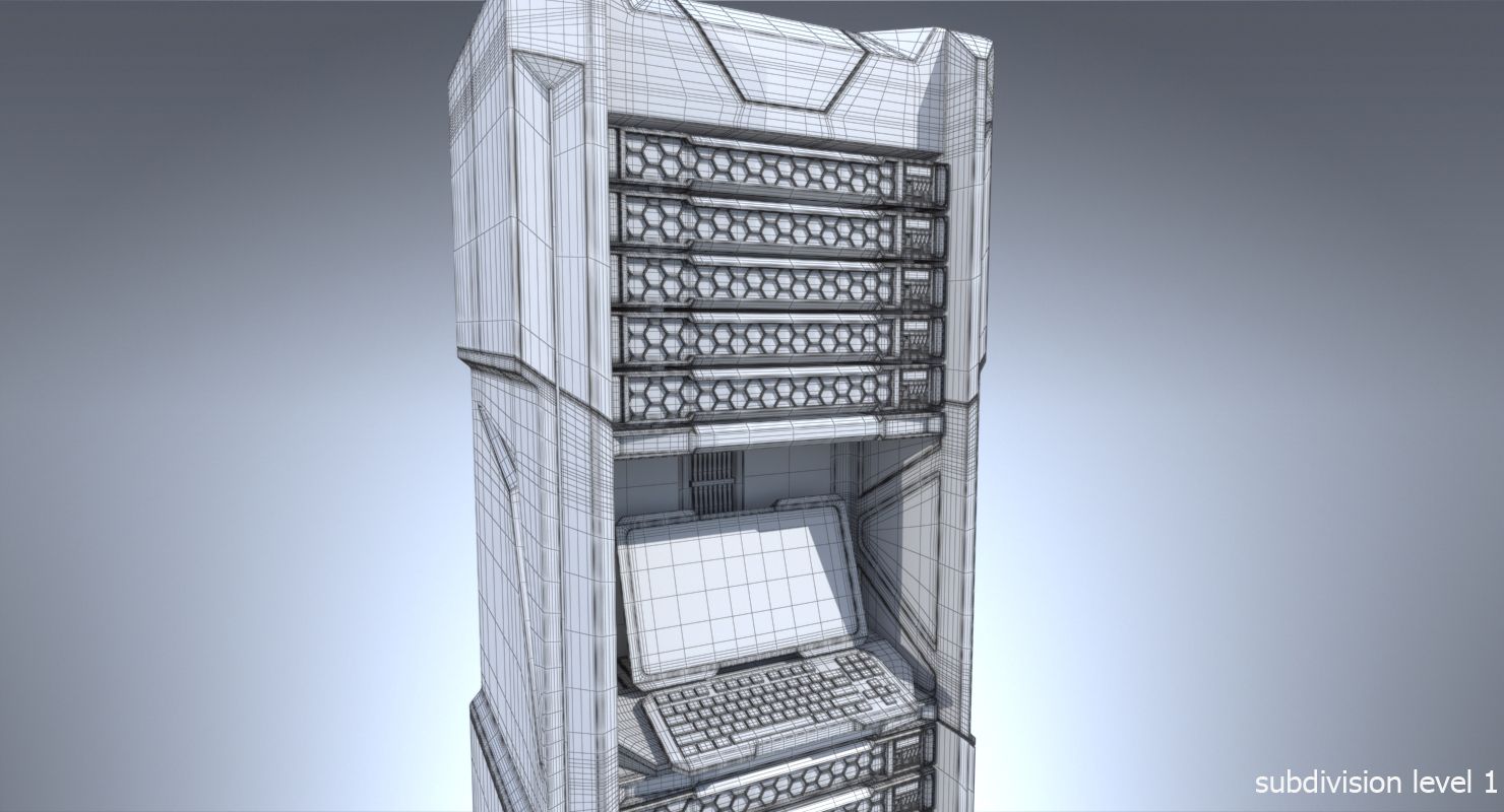 Sci-fi Server Rack royalty-free 3d model - Preview no. 14