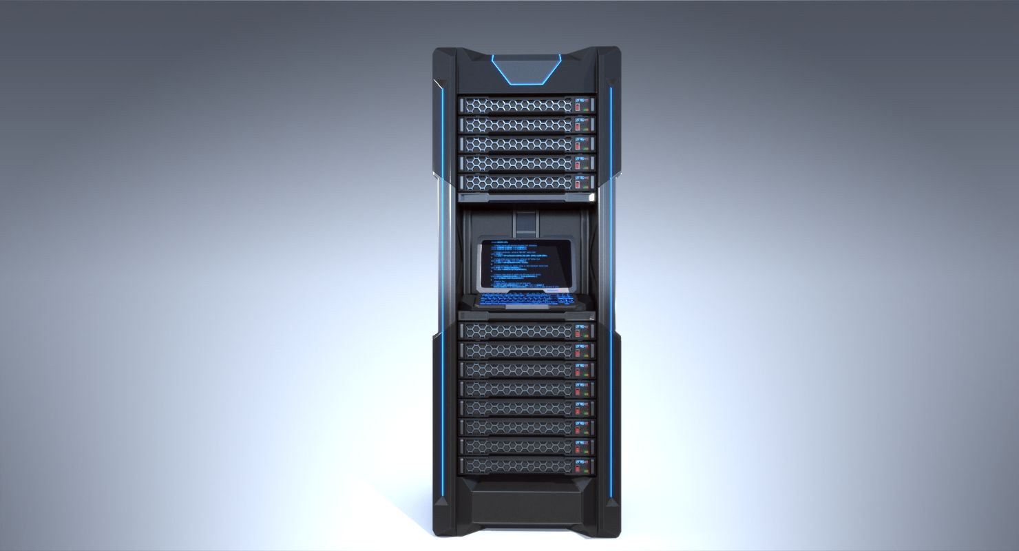 Sci-fi Server Rack royalty-free 3d model - Preview no. 4