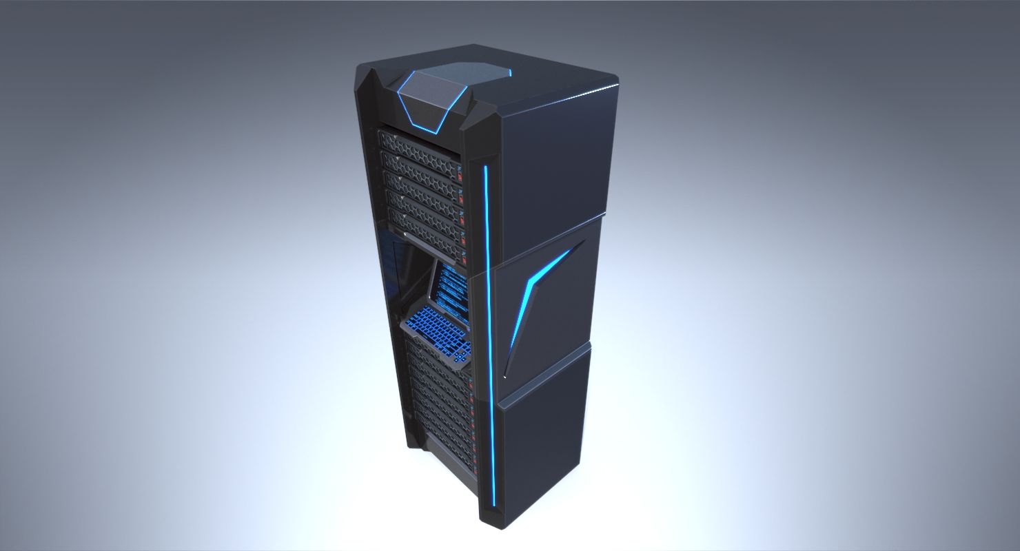 Sci-fi Server Rack royalty-free 3d model - Preview no. 9