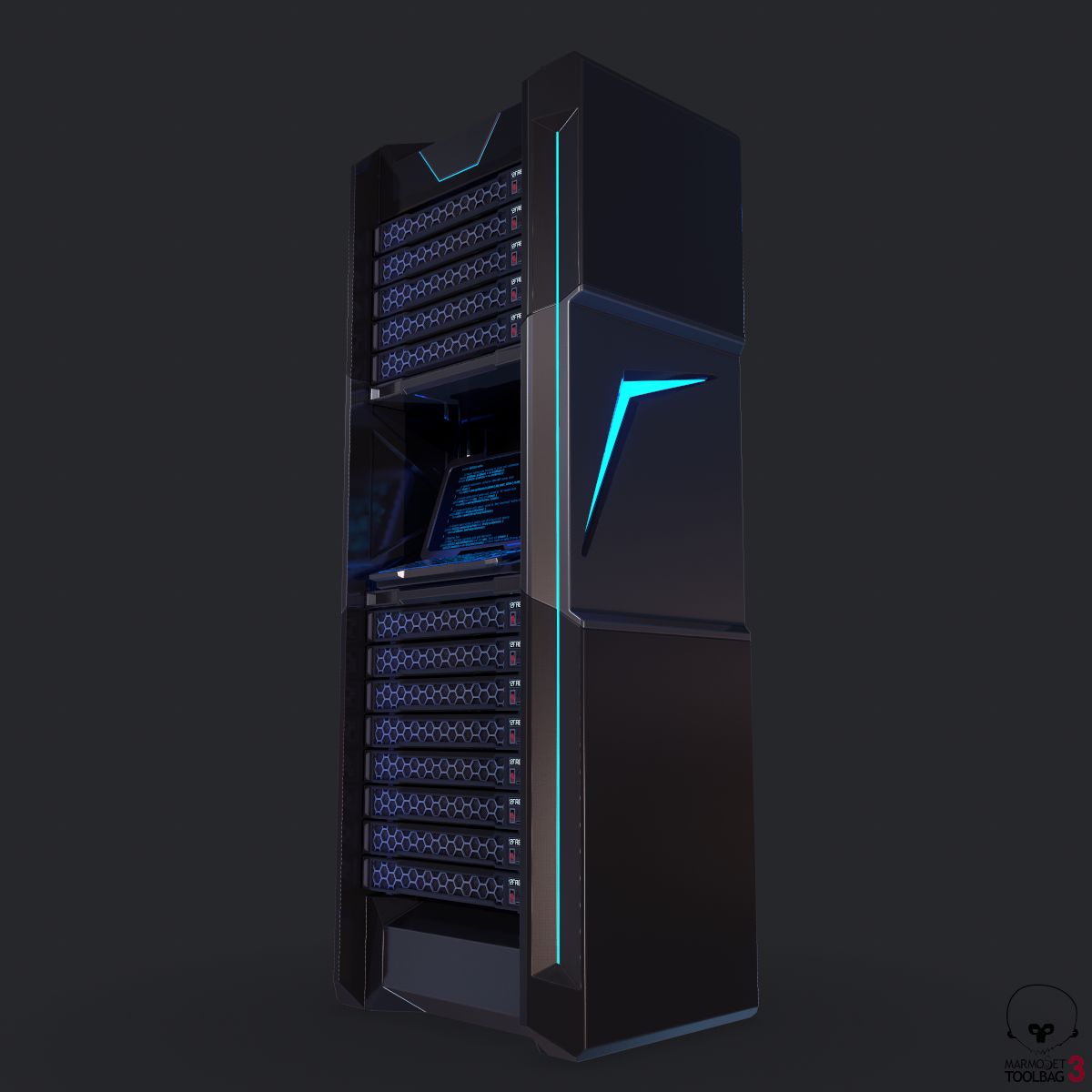 Sci-fi Server Rack royalty-free 3d model - Preview no. 10