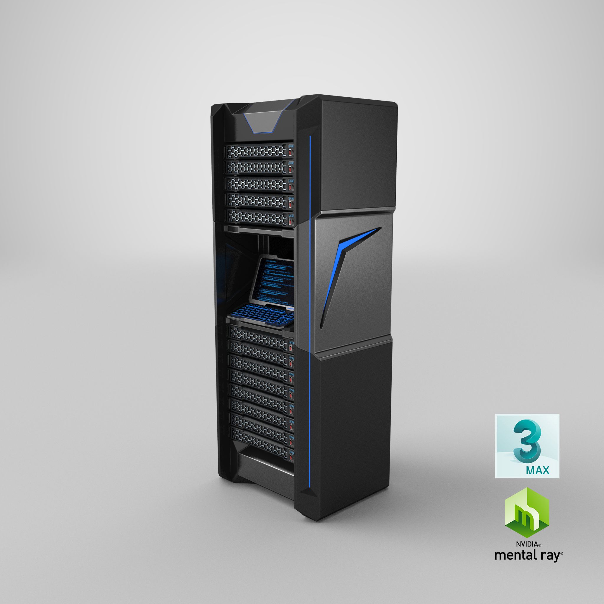 Sci-fi Server Rack royalty-free 3d model - Preview no. 22