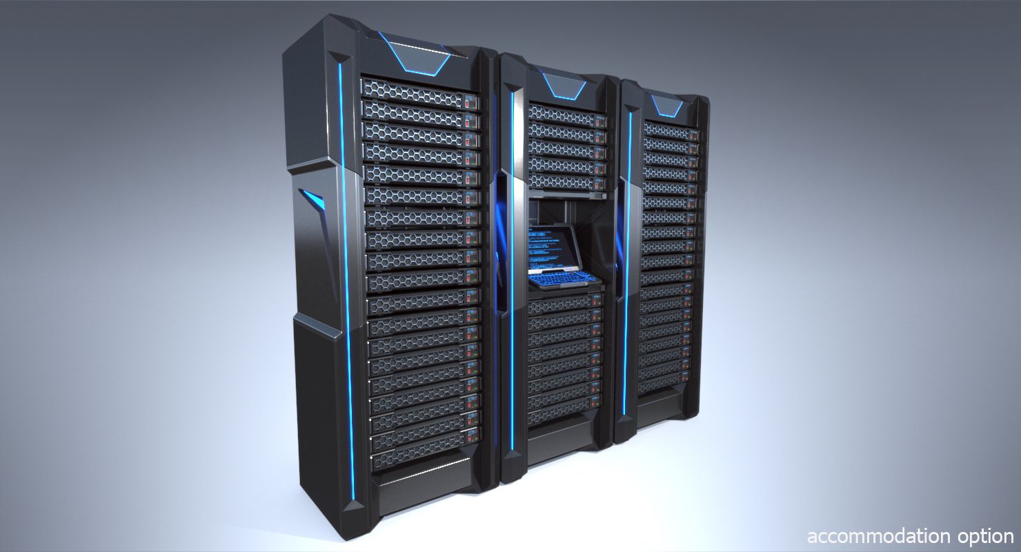 Sci-fi Server Rack royalty-free 3d model - Preview no. 7