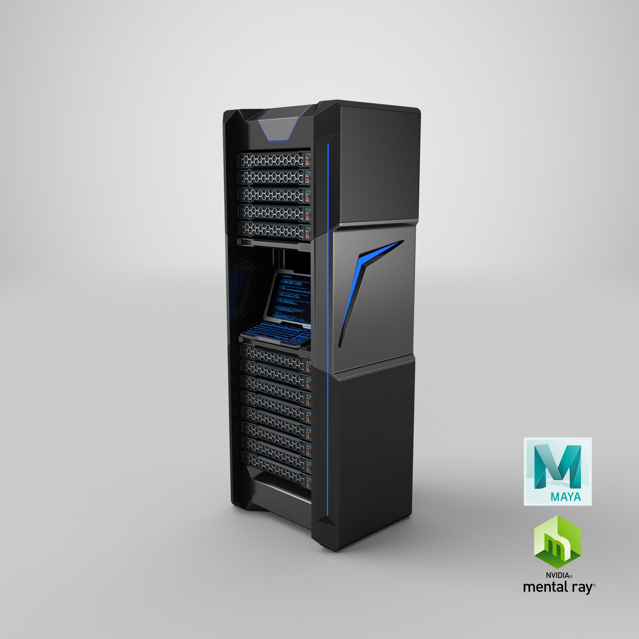 Sci-fi Server Rack royalty-free 3d model - Preview no. 20