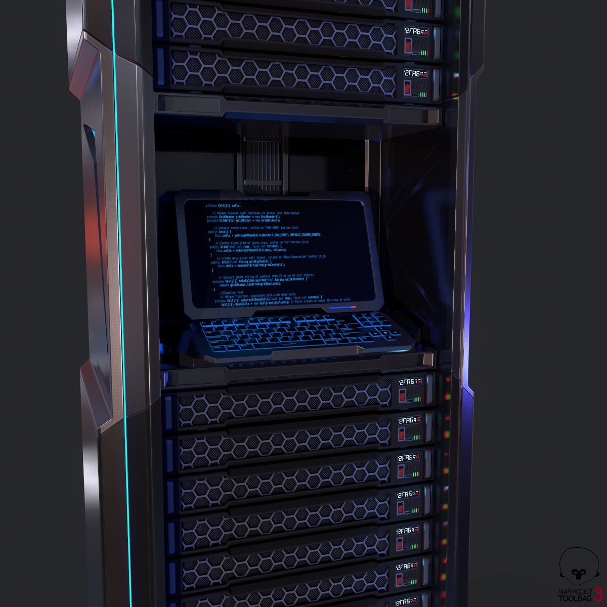 Sci-fi Server Rack royalty-free 3d model - Preview no. 11