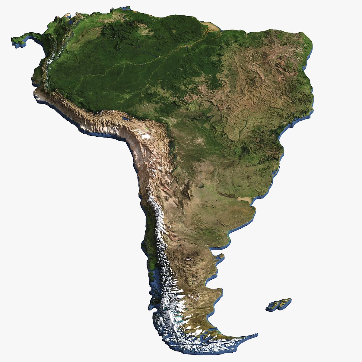 South America Continent Map 3d model