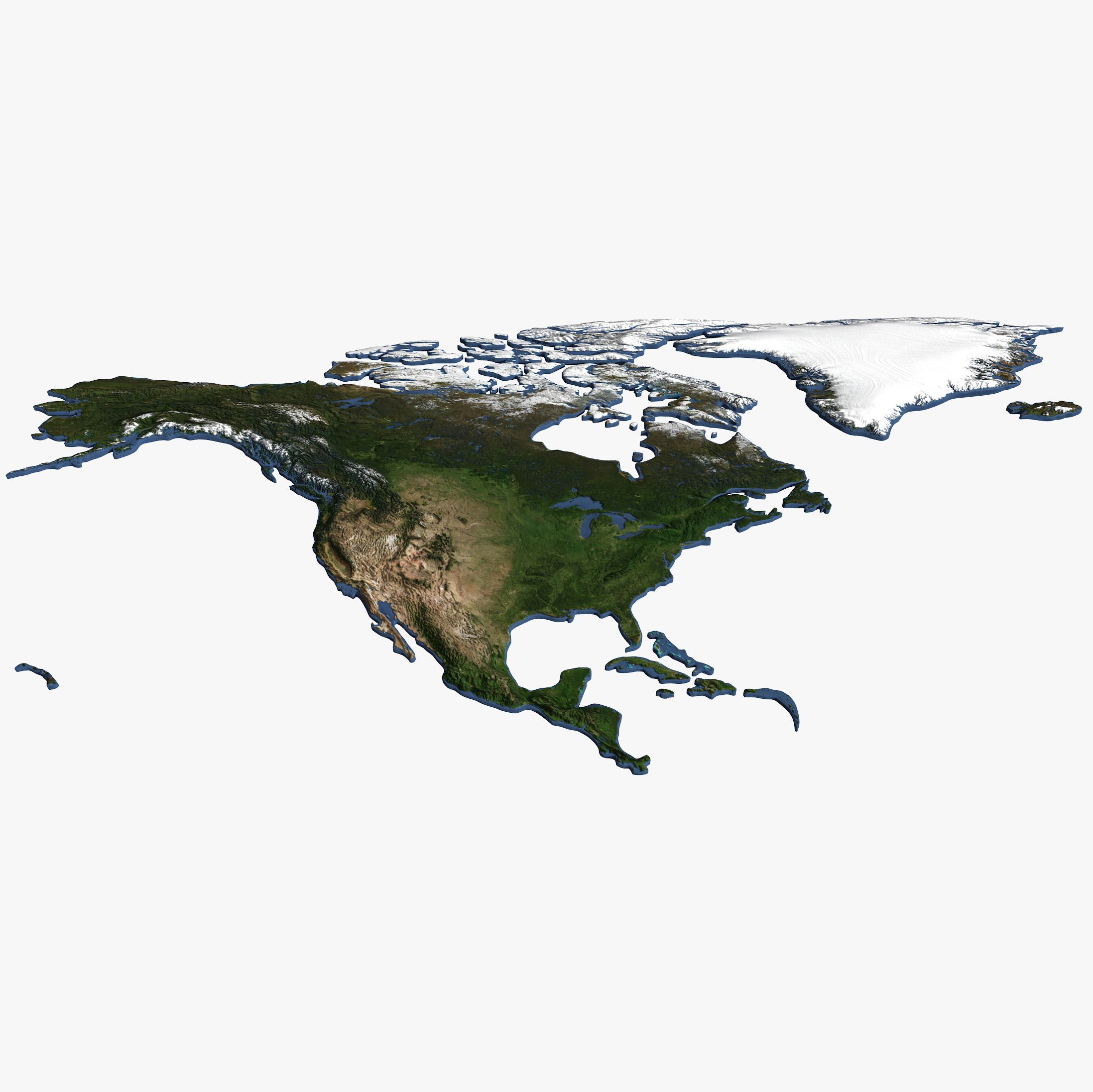 North America Continent Map 3d model