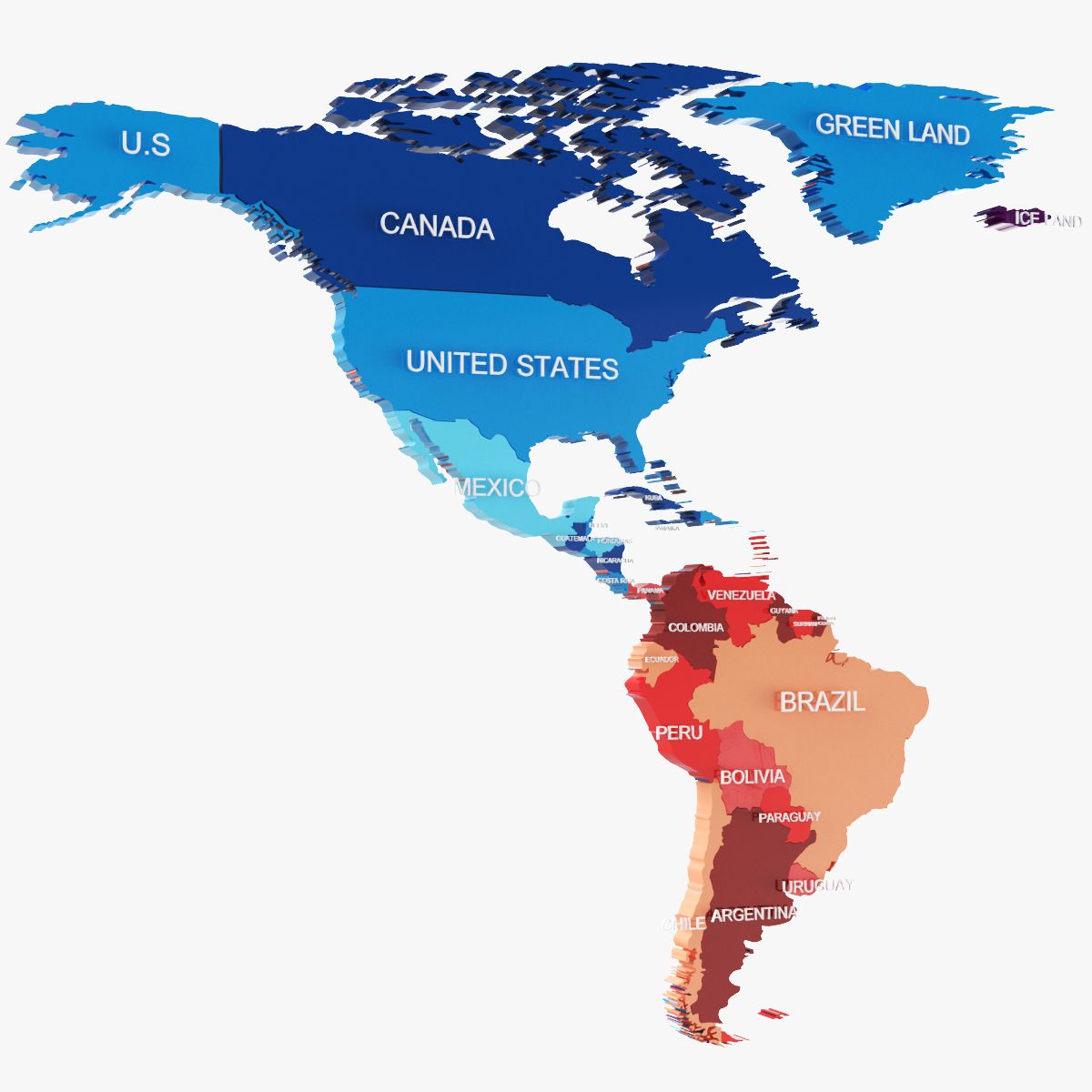 North And South America Continent 3d model