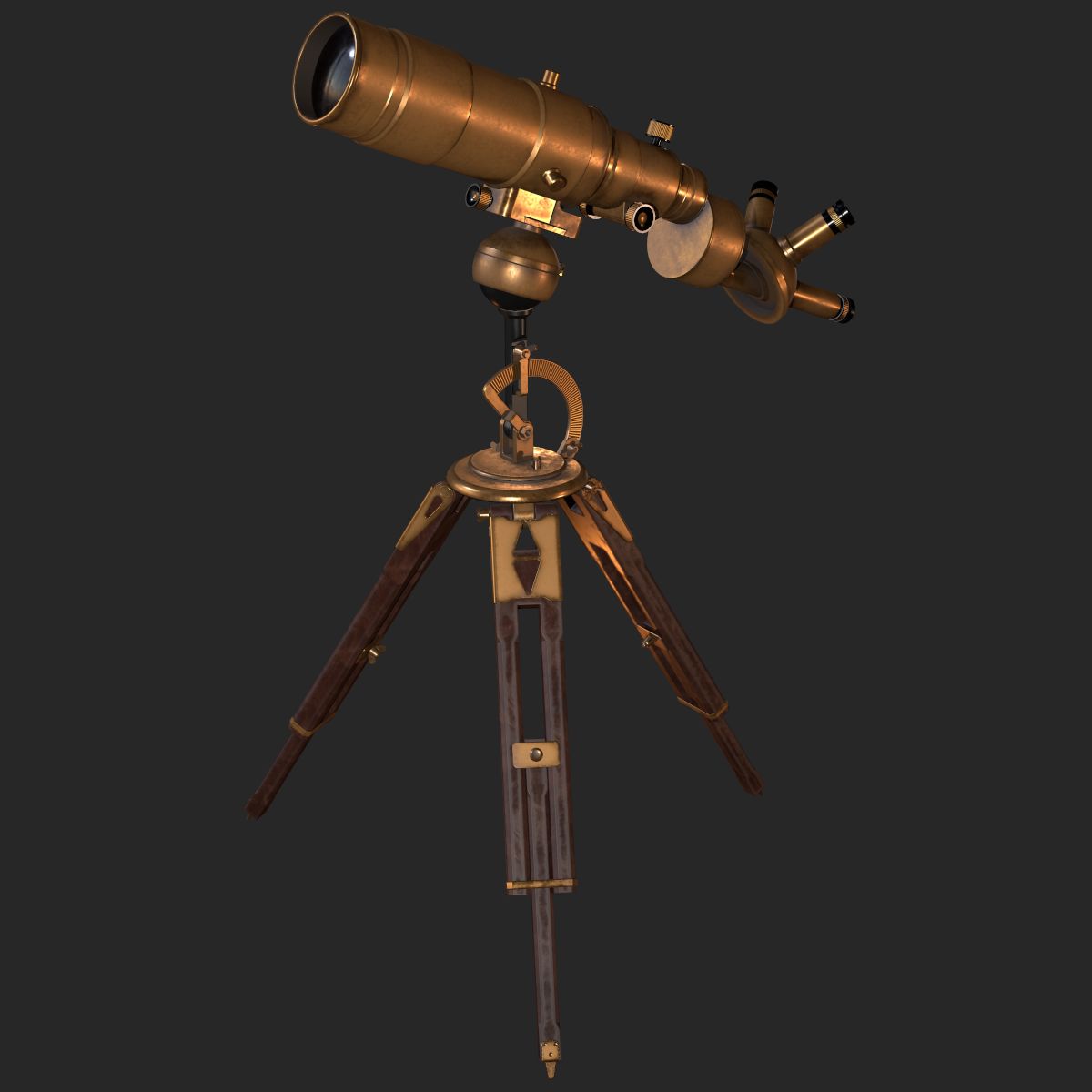 Stary Antyczny Teleskop 3d model