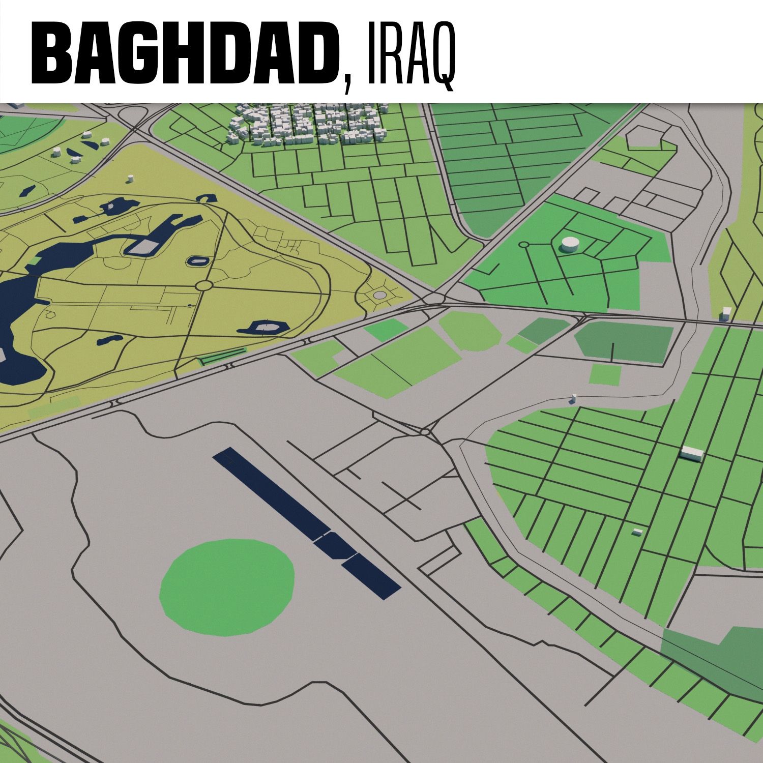 Baghdad Iraq 25x25km 3D City Map 3d model