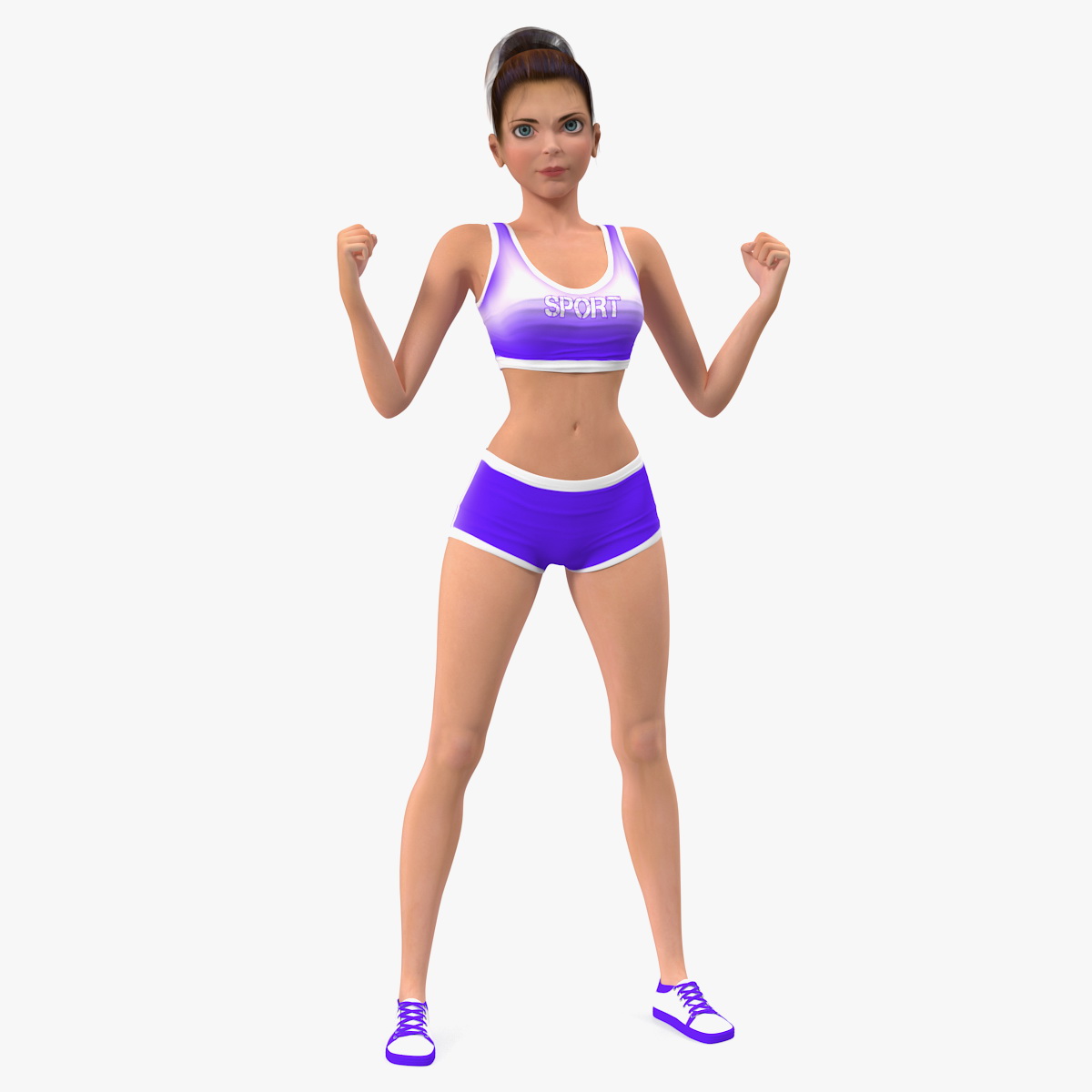 Pose de pie de ropa deportiva mujer de dibujos animados Modelo 3D $149 -  .3ds .blend .c4d .fbx .ma .obj .max - Free3D