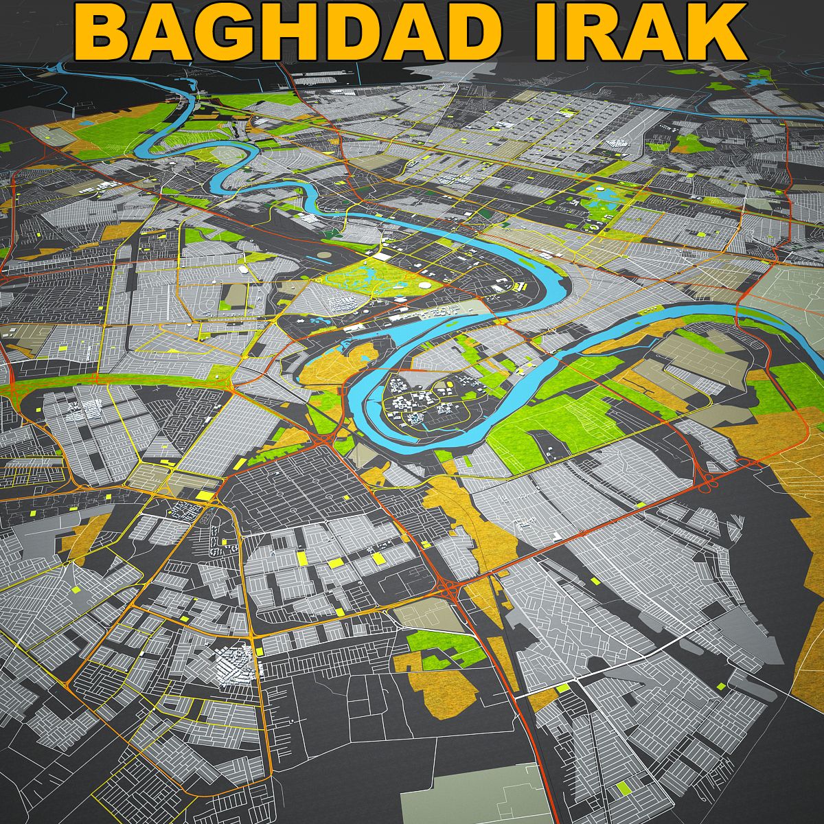 Baghdad Iraq Skyline royalty-free 3d model - Preview no. 1