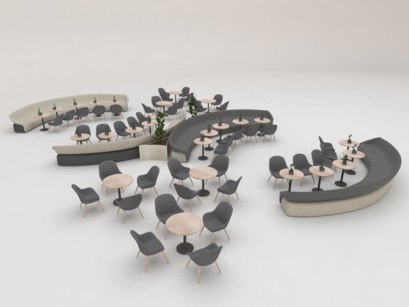 Cafe Tisch und Stühle 3d model