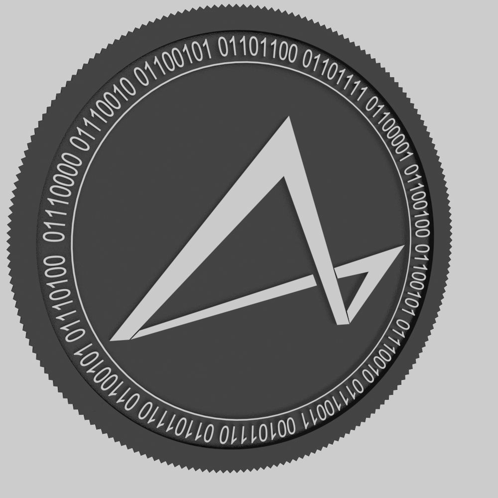 Atlas Protocol black coin 3d model