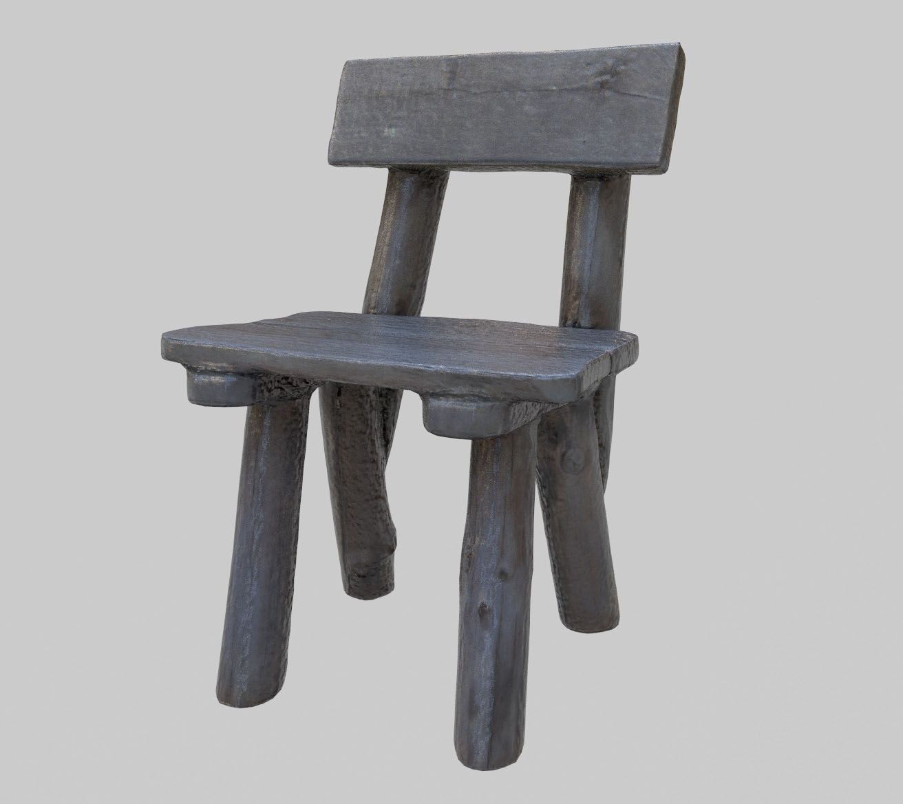 Alter hölzerner rustikaler Stuhl 3d model