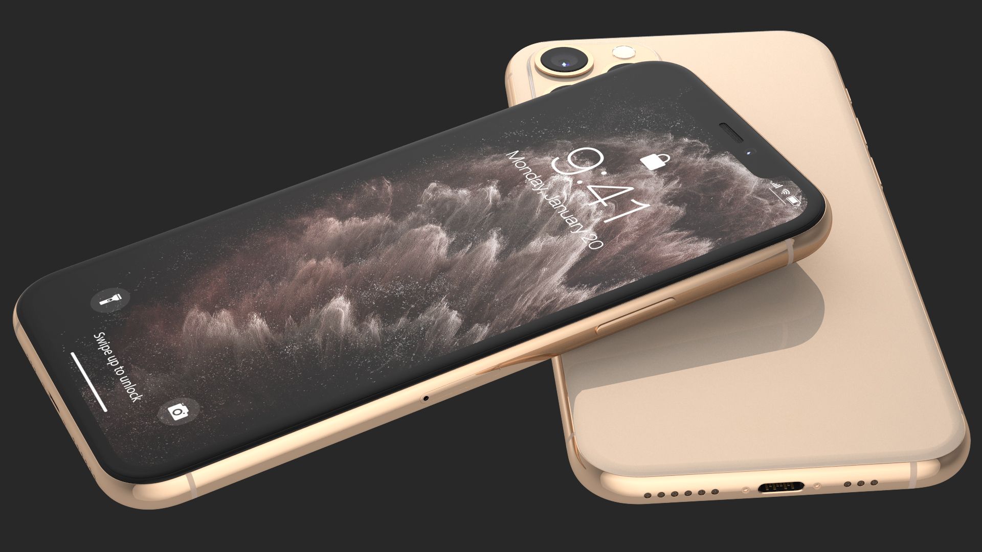 Apple iPhone 11 Proゴールド royalty-free 3d model - Preview no. 12