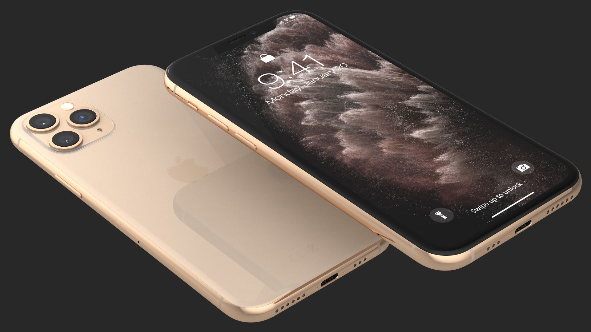 Apple iPhone 11 Proゴールド royalty-free 3d model - Preview no. 8