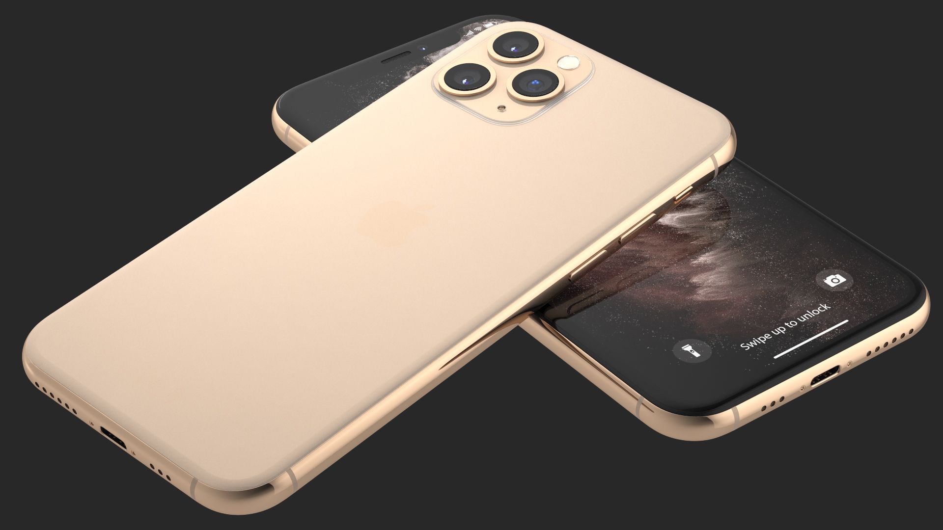 Apple iPhone 11 Proゴールド royalty-free 3d model - Preview no. 9