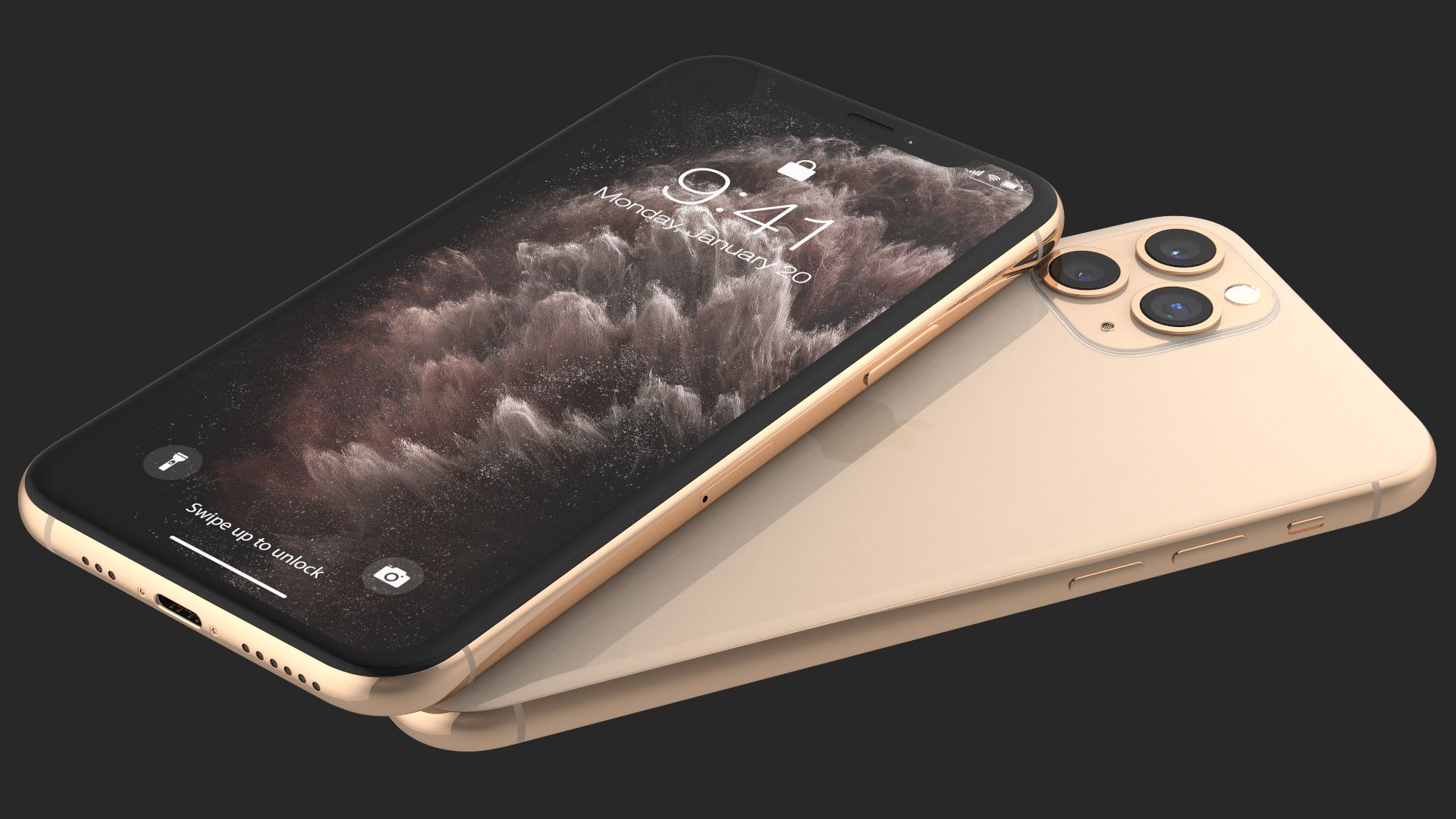 Apple iPhone 11 Proゴールド royalty-free 3d model - Preview no. 11