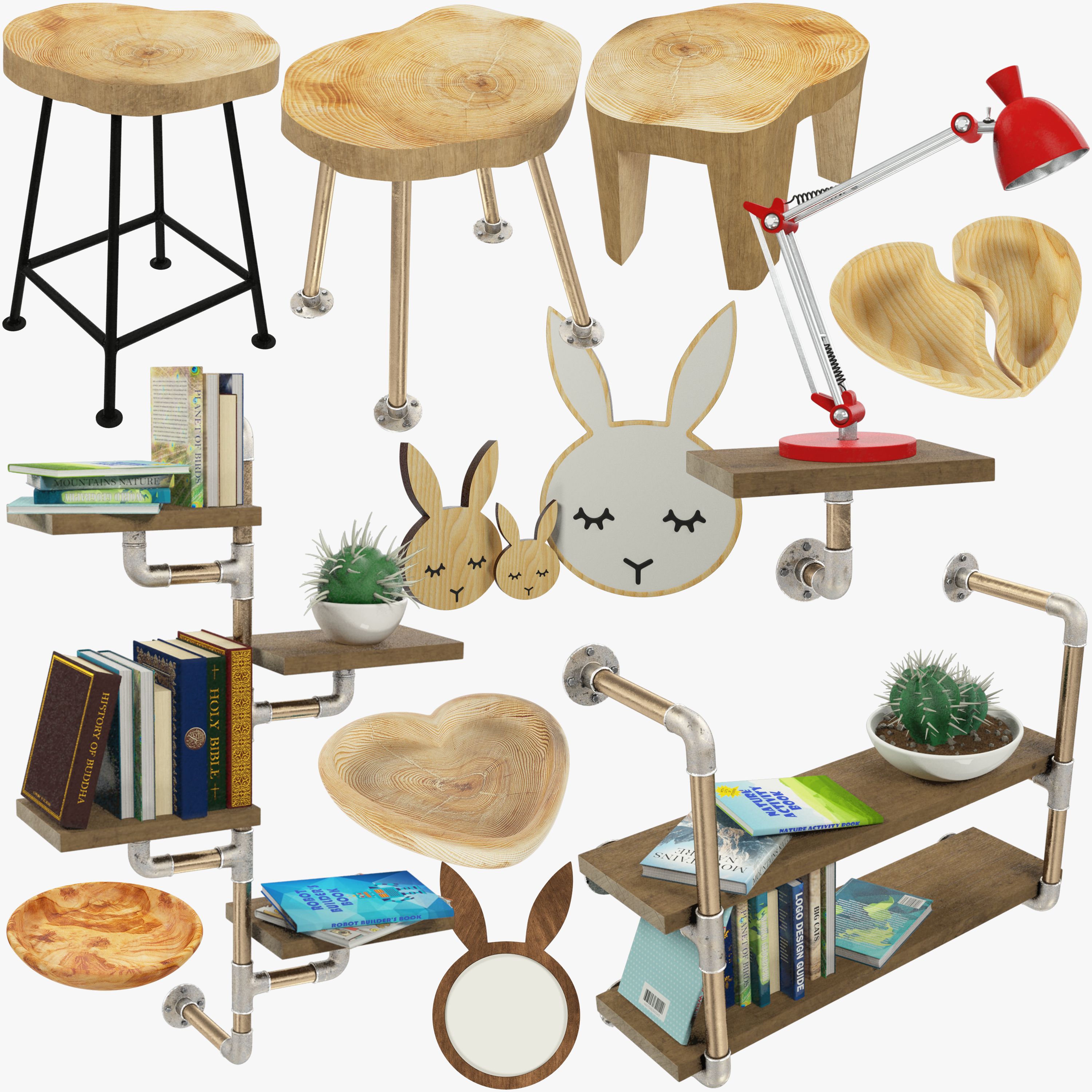 Loft Möbel und Accessoires Kollektion V1 3d model