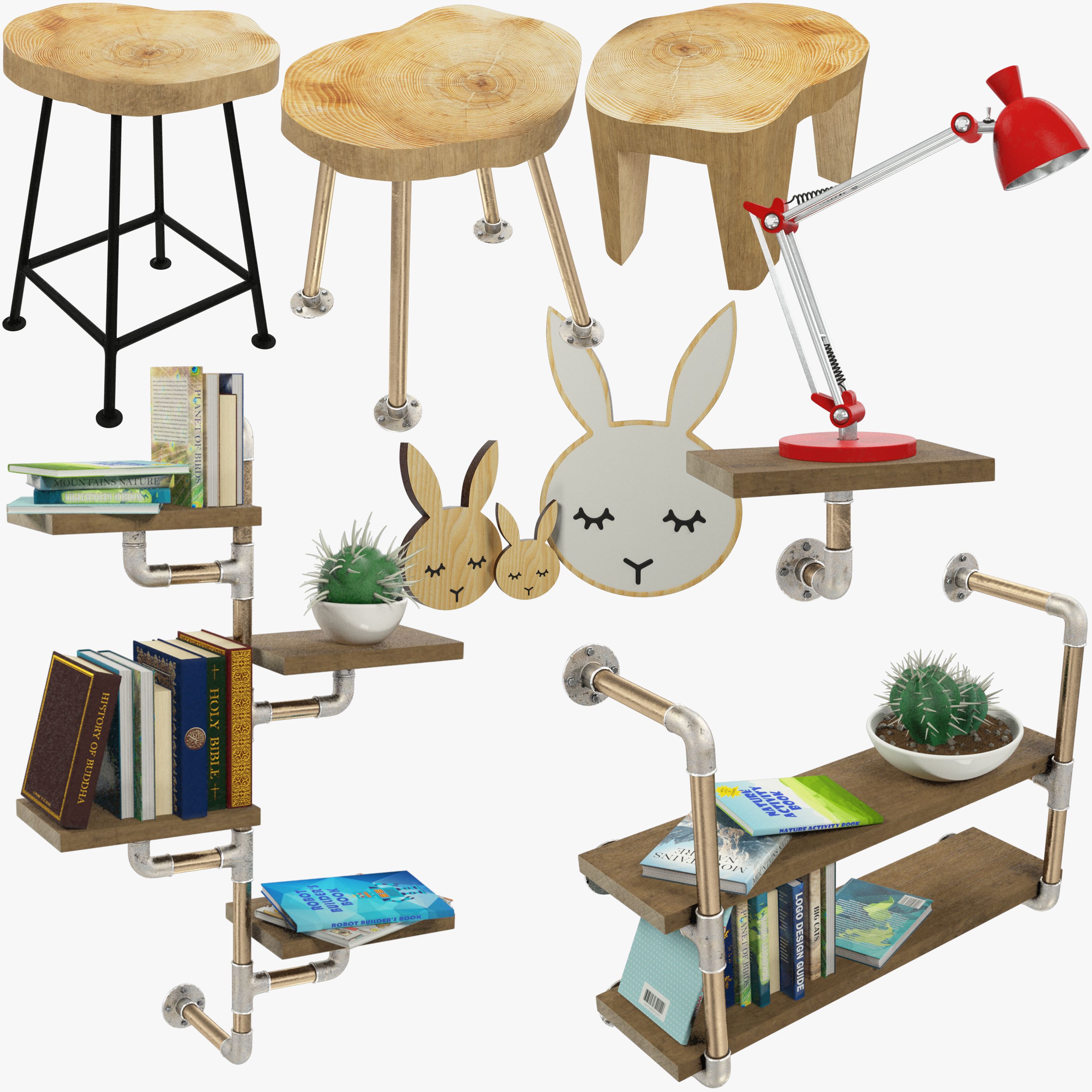 Loft Möbel und Accessoires Kollektion V2 3d model