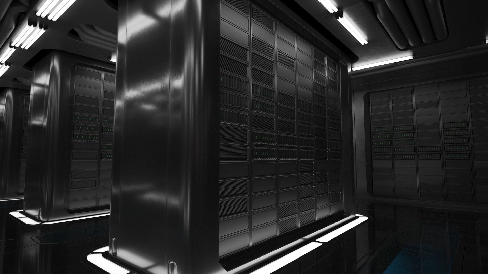 Sci-fi Interior 16 - Server Room royalty-free 3d model - Preview no. 6