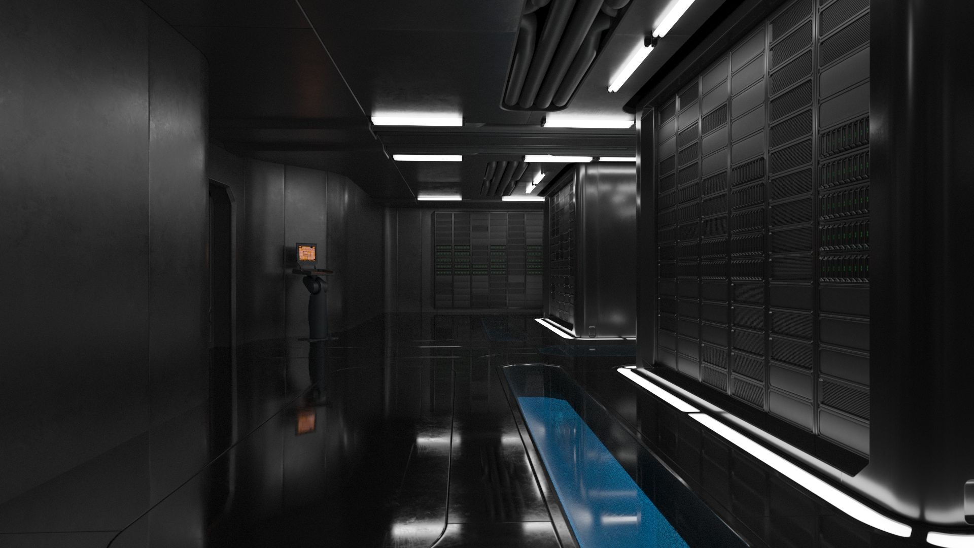 Sci-fi Interior 16 - Server Room royalty-free 3d model - Preview no. 8