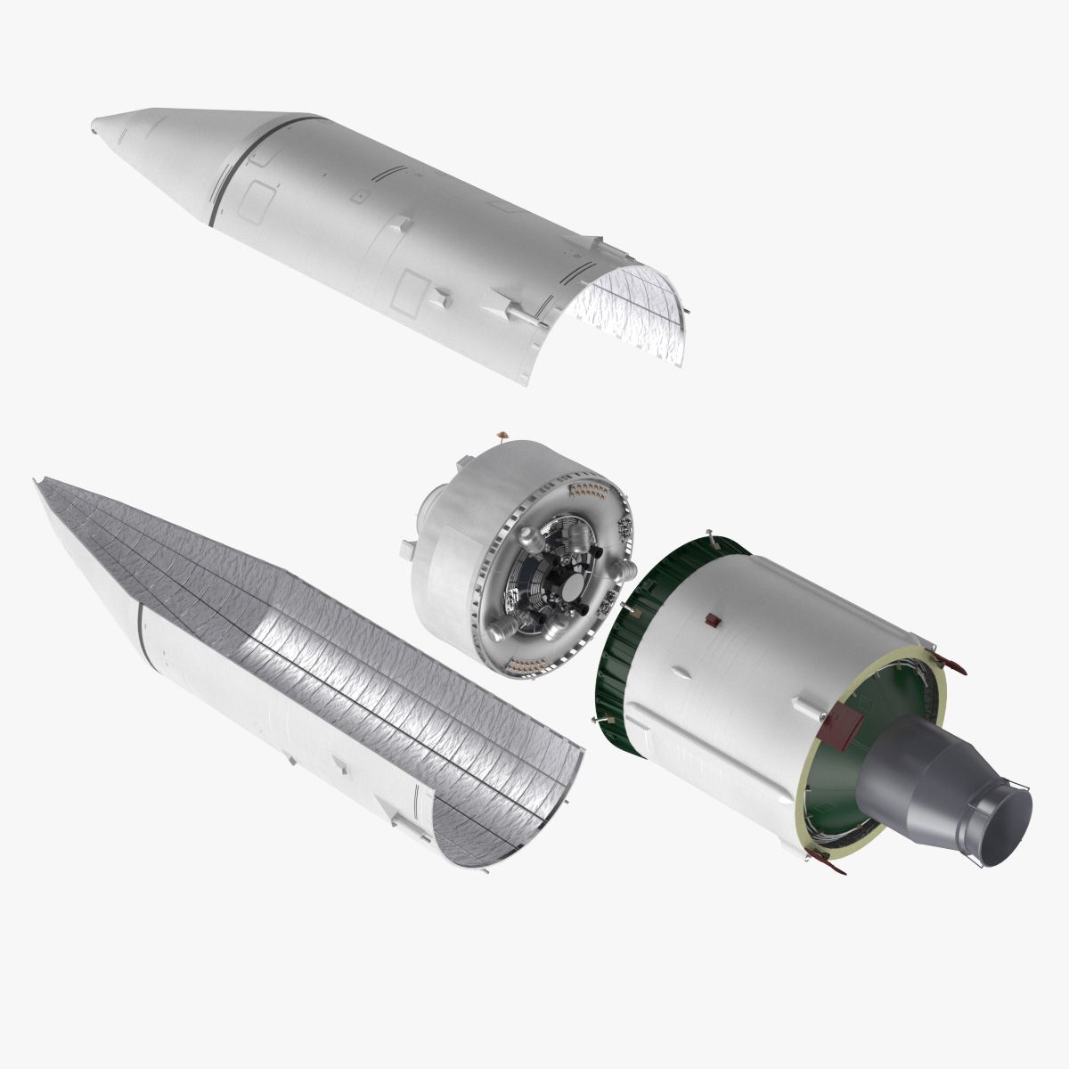 Heavy Lift Launch Rocket Stage-3 with Module 3d model