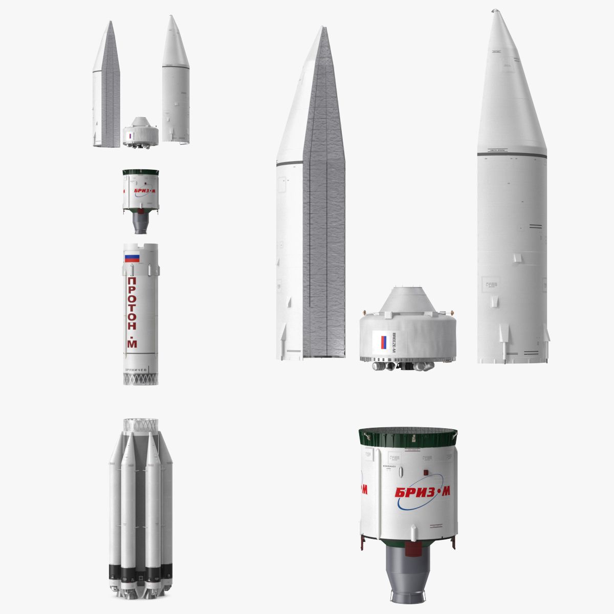 Proton M Rocket Main Parts 3d model