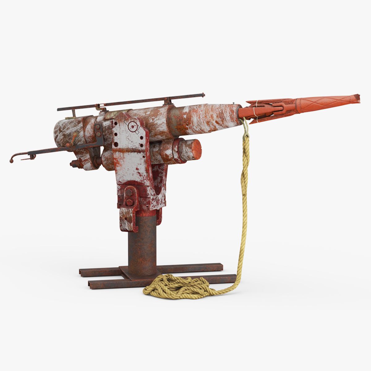 Harpunendeckkanone gealtert 3d model