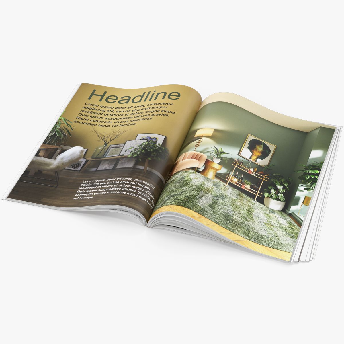 Öffnen Sie das Interior-Magazin-Mockup 3d model