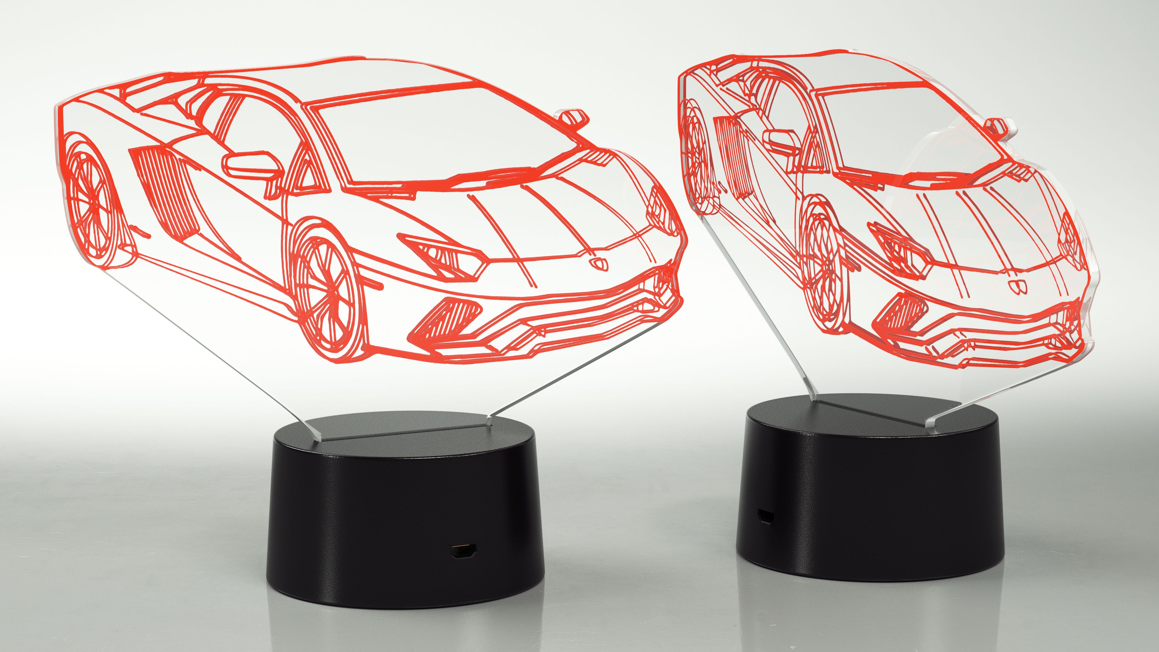 Hologrammlampe mit Sportwagen-Rot royalty-free 3d model - Preview no. 6