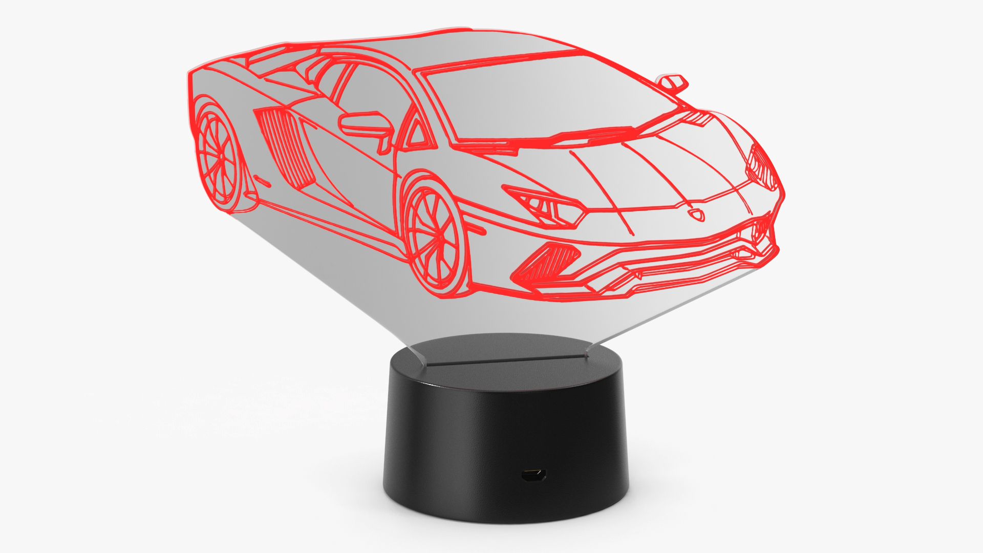 Hologrammlampe mit Sportwagen-Rot royalty-free 3d model - Preview no. 2