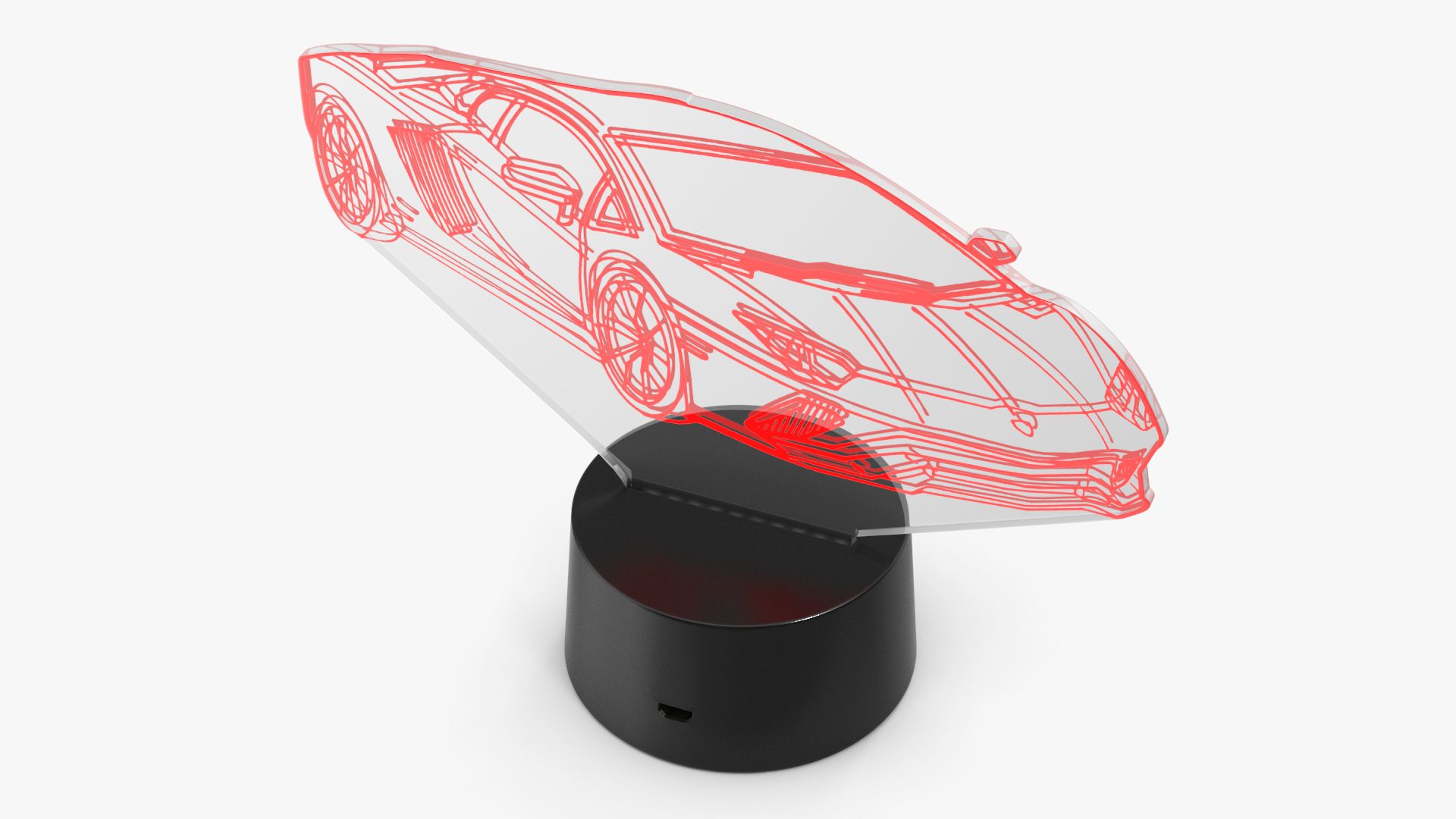 Hologrammlampe mit Sportwagen-Rot royalty-free 3d model - Preview no. 9