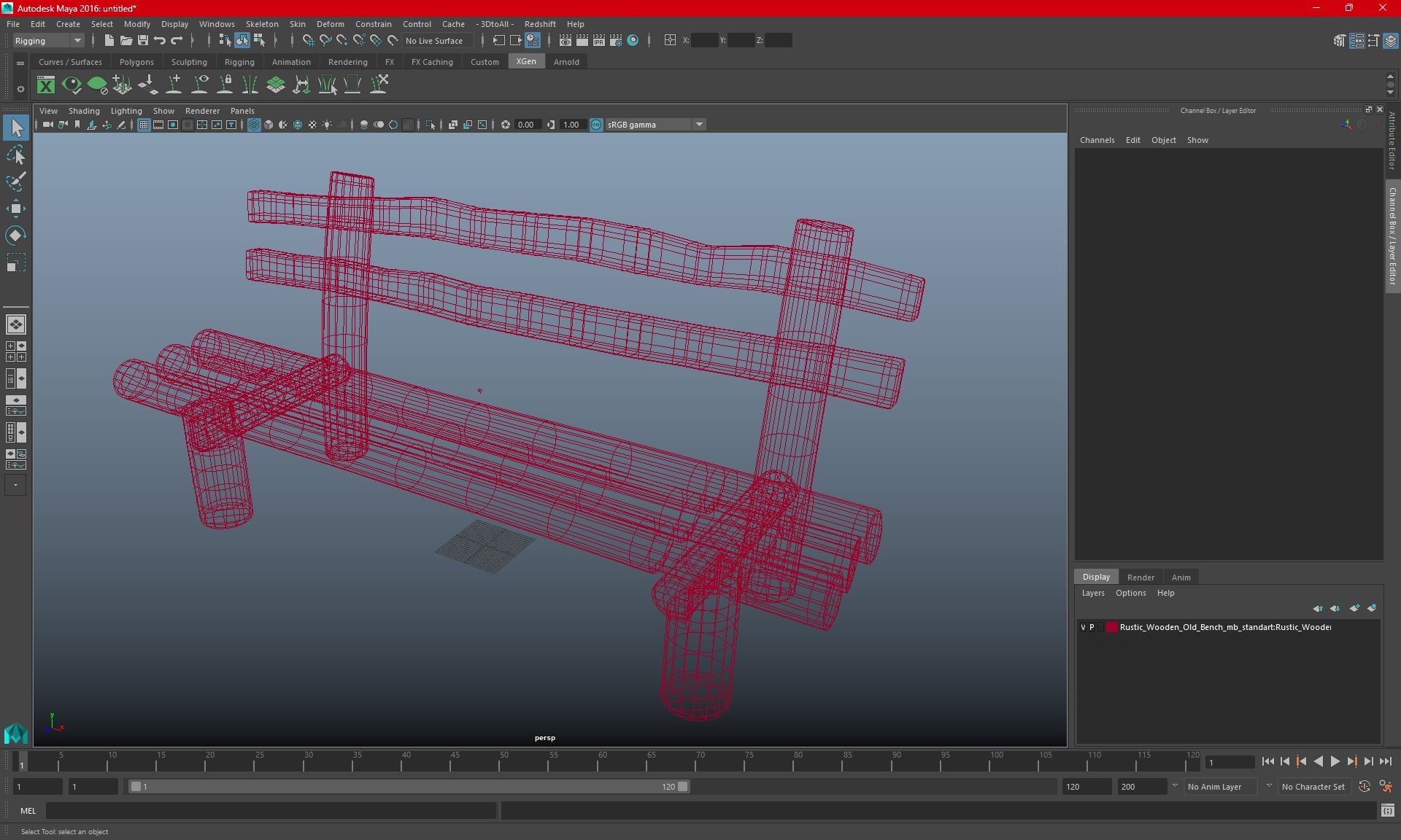 Rustikale alte Holzbank royalty-free 3d model - Preview no. 18