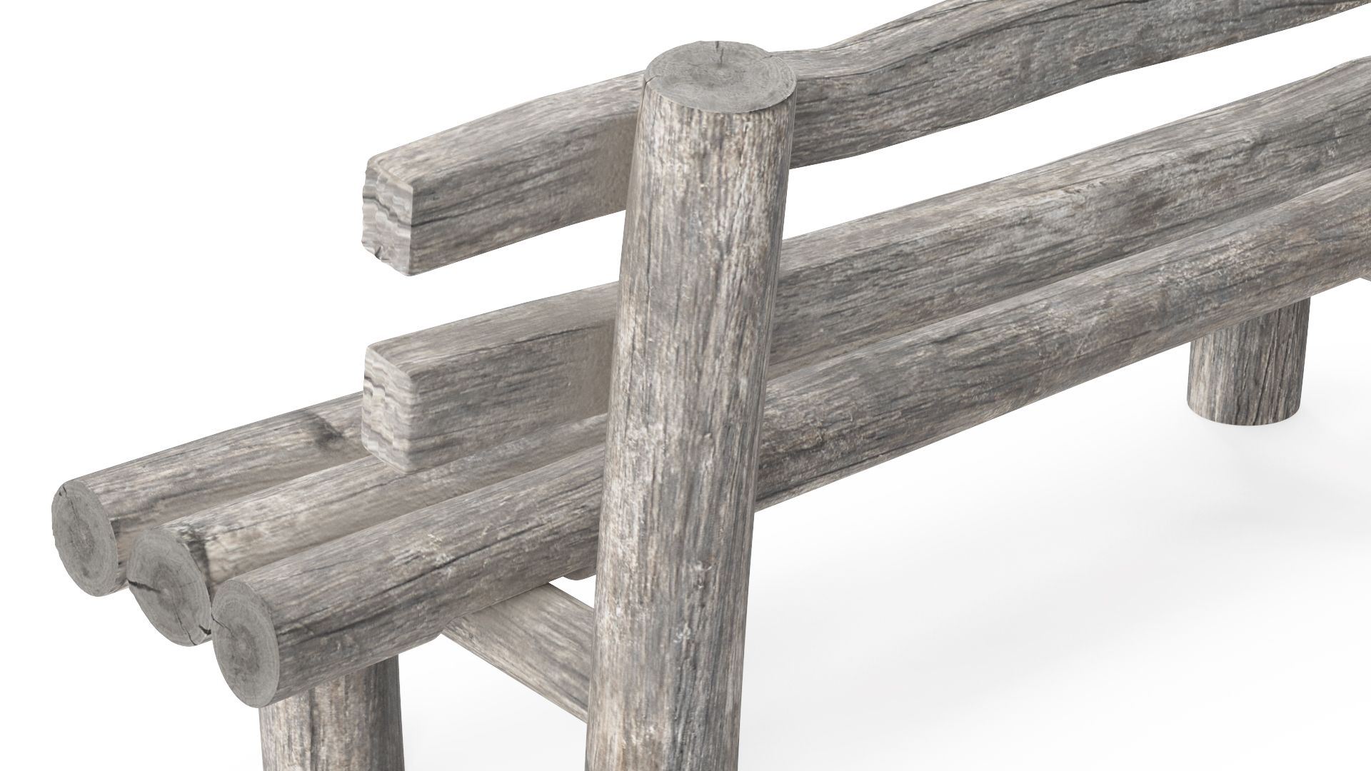 Rustikale alte Holzbank royalty-free 3d model - Preview no. 9