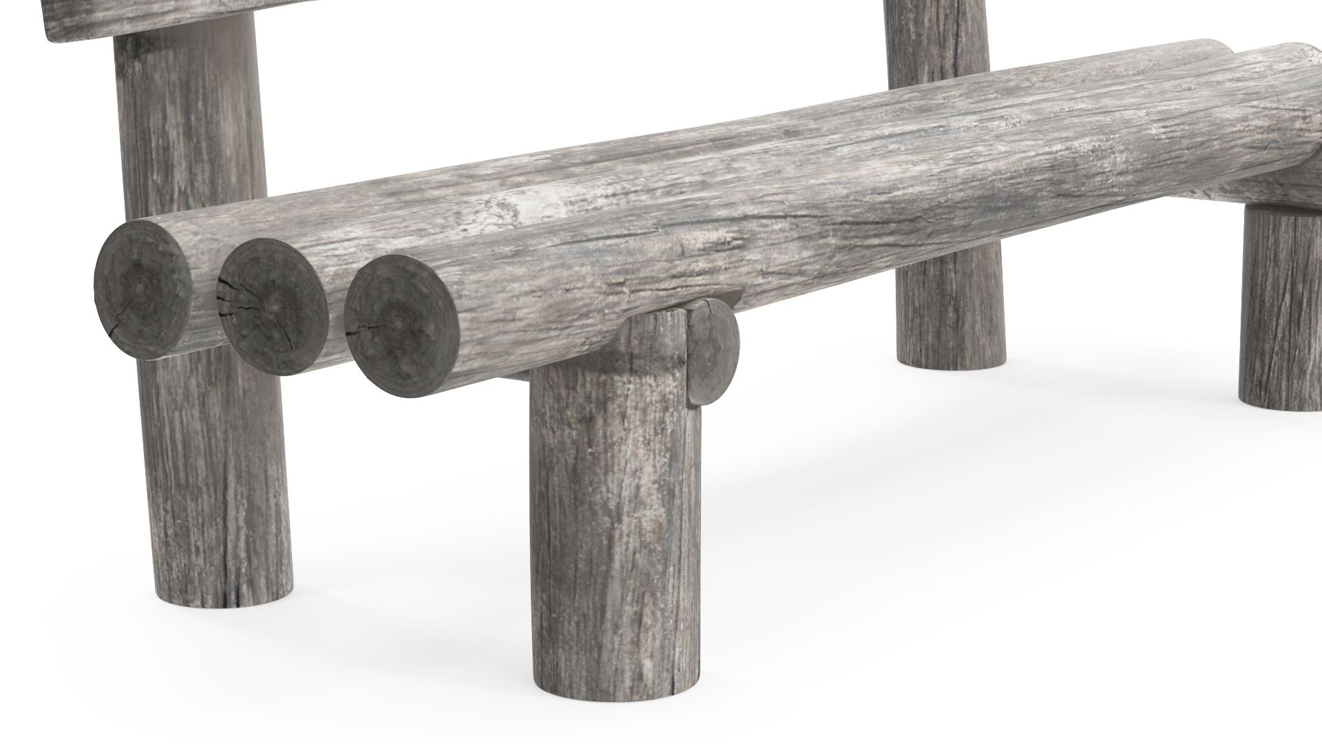 Rustikale alte Holzbank royalty-free 3d model - Preview no. 7