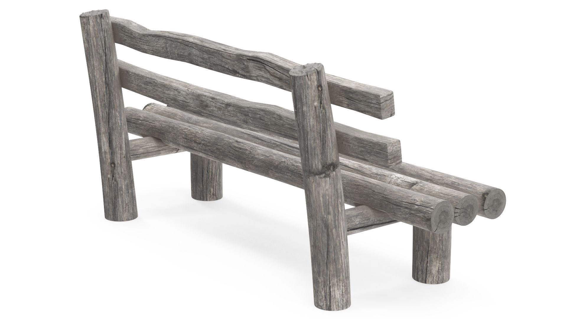 Rustikale alte Holzbank royalty-free 3d model - Preview no. 10