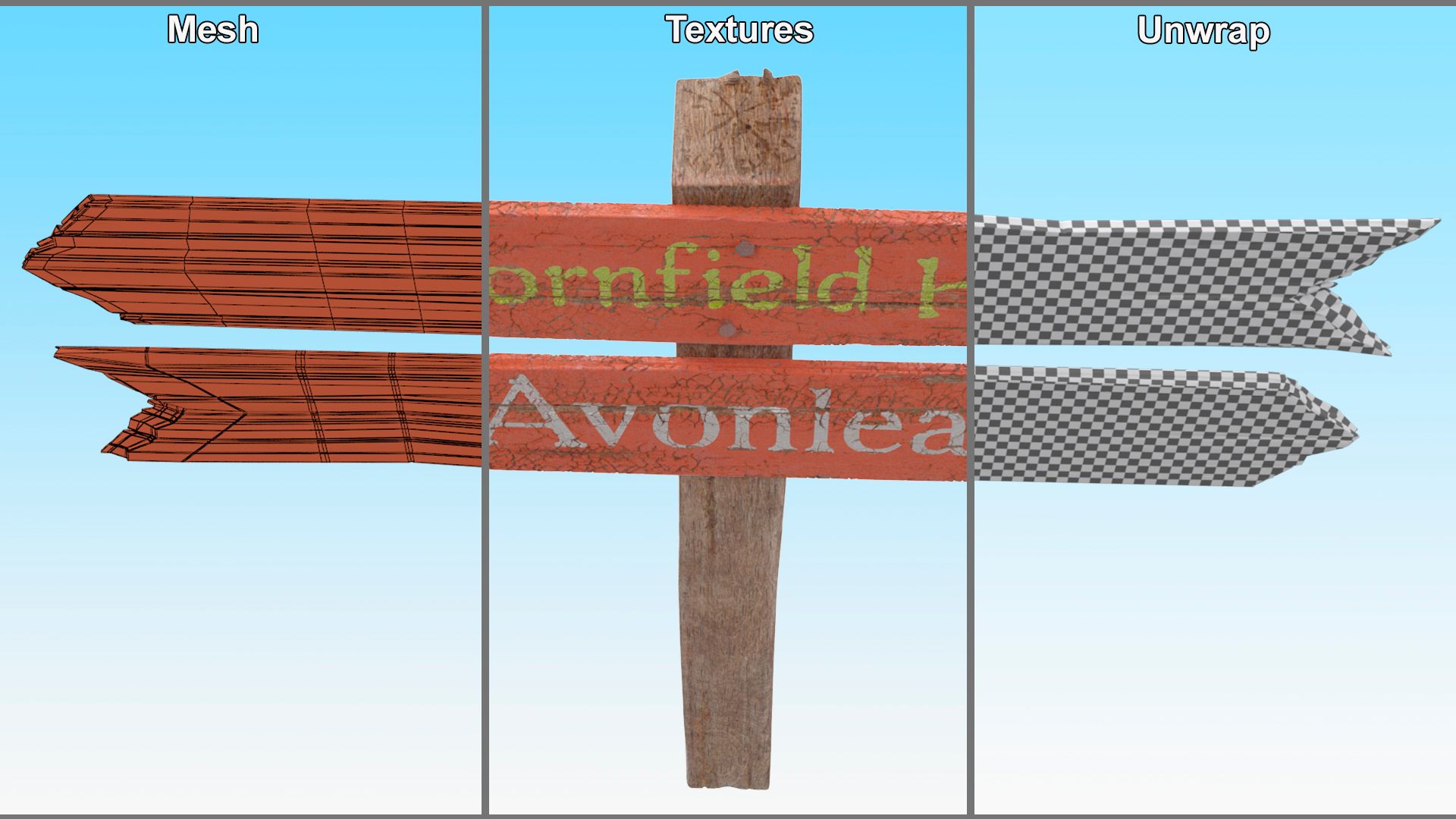 Gealterte hölzerne Zeigertafel royalty-free 3d model - Preview no. 13