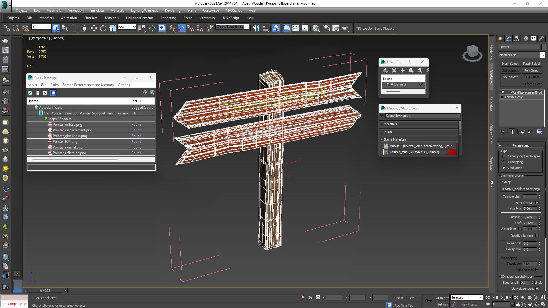 Gealterte hölzerne Zeigertafel royalty-free 3d model - Preview no. 17