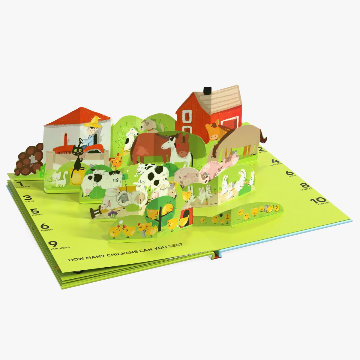 Livro pop-up infantil aberto sobre fazenda 3d model